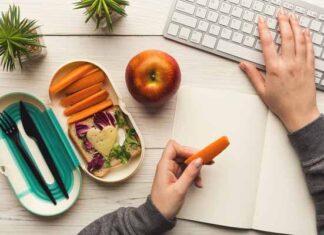 alimentación saludable en oficina