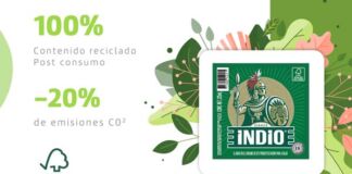 etiqueta de papel reciclado cerveza Indio
