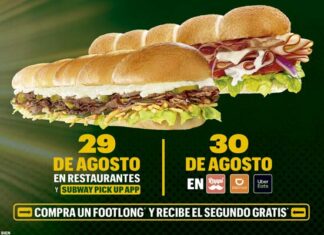 Footlongs gratis en Subway este 29 y 30 de agosto