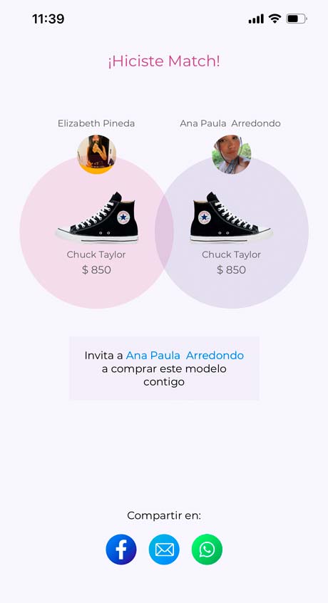 match en app Shoes for two