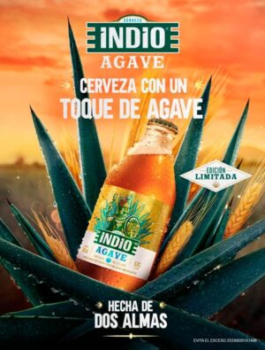 cerveza Indio con agave azul